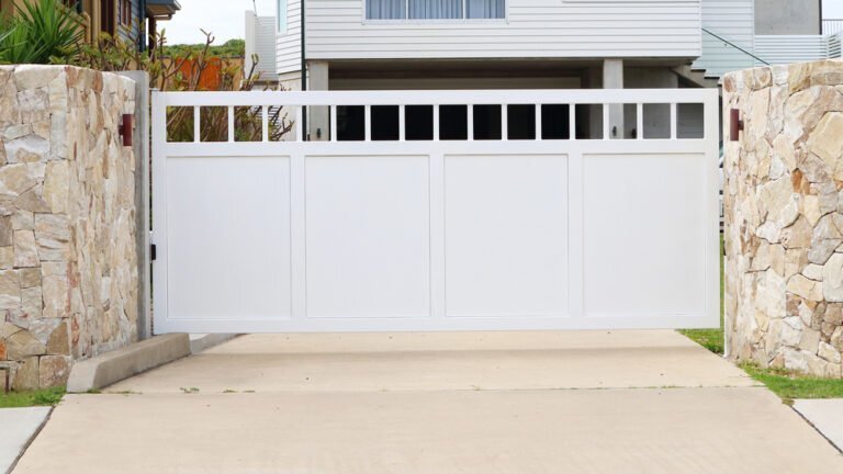 White swing gate
